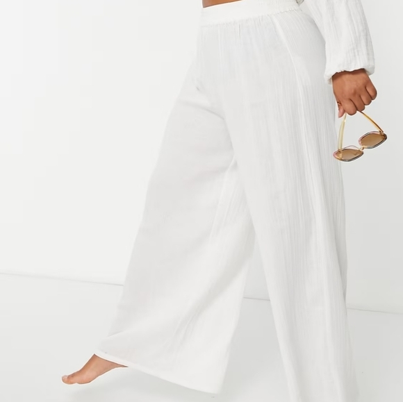 SZ 20 FLOWY WHITE BEACH PANTS - Picture 2 of 6